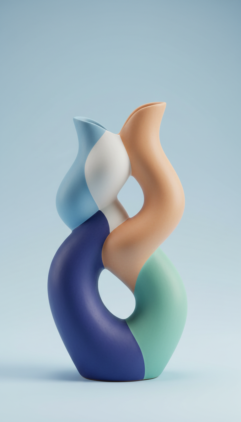 Sculpted Ceramic Vase In Glacier White